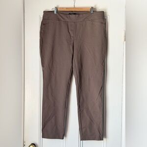 Dalia XL Pull-On Flat Front Twill Ponte Dress Pant Brown Taupe 4 Way stretch